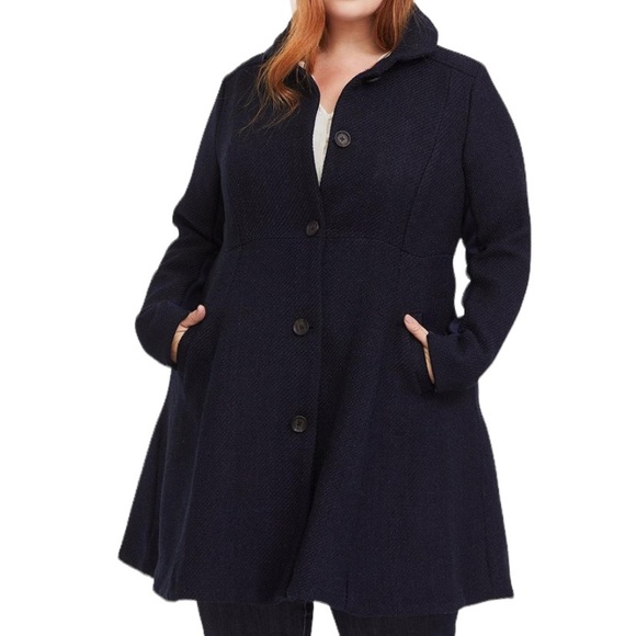 torrid Jackets & Blazers - Torrid Shawl Collar Black Wool Blend Peacoat NWT Heavy Jacket